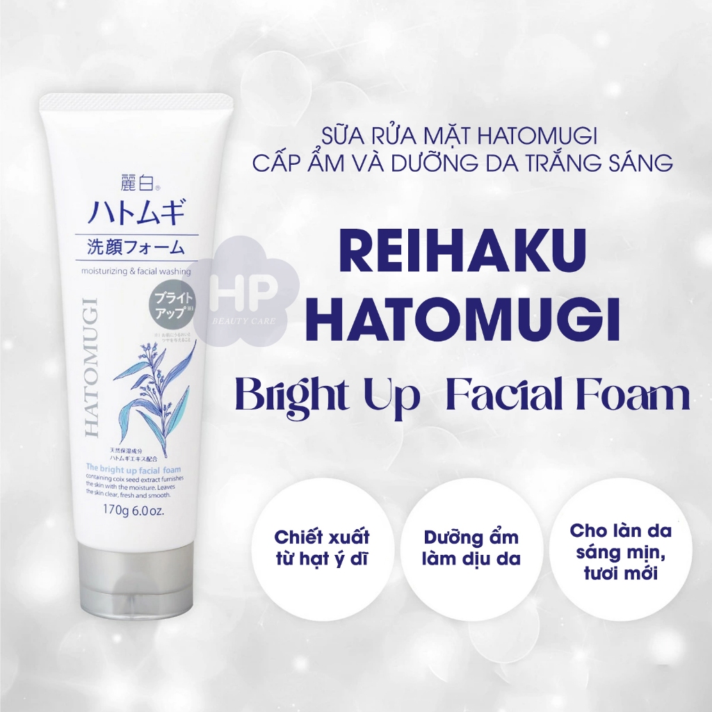 Sữa Rửa Mặt Cấp Ẩm Và Dưỡng Da Trắng Sáng  Reihaku Hatomugi Bright Up Facial Foam 170G