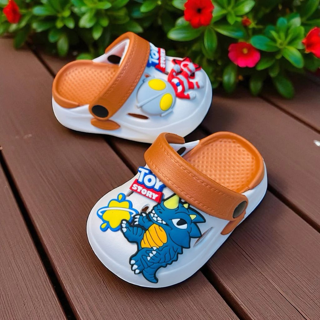 Dép sục bánh mì thời trang tập đi cho bé trai bảo vệ mũi chân hàng 2 lớp êm chân nhẹ hình siêu nhân khủng long