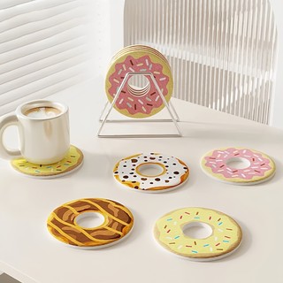 Miếng Lót Ly Trà, Cà Phê Hình Bánh Donut Chất Liệu Đá Diatomite Cao Cấp Thấm Nước, Chống Trượt -TotoMoo.homedecor
