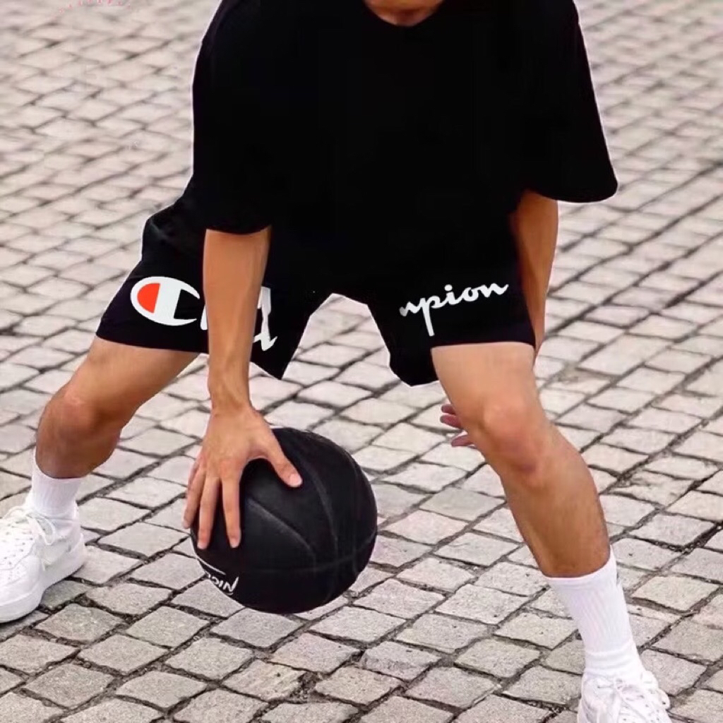 Quần Short Champion Sport Hoạ Tiết In Sắc Nét Form Rộng Trên Gối Chuẩn Hàng Đẹp
