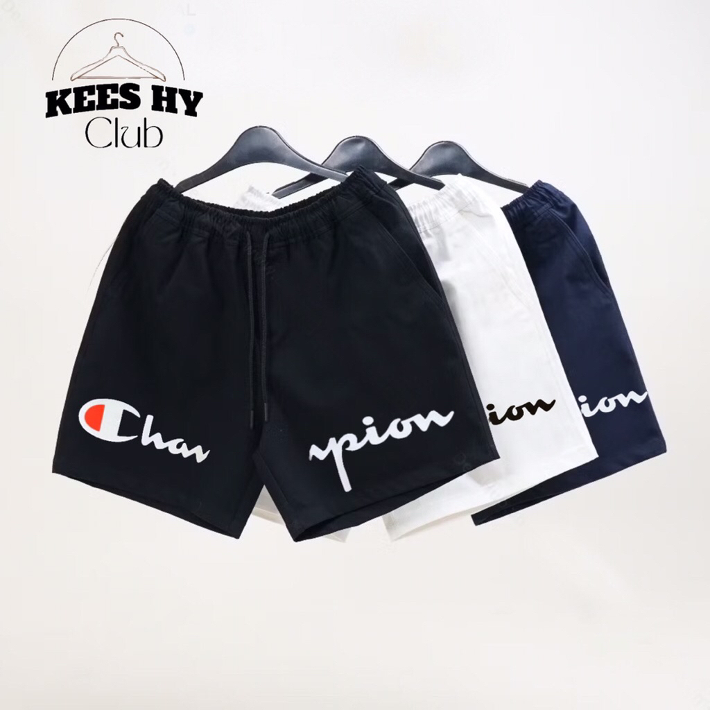 Quần Short Champion Sport Hoạ Tiết In Sắc Nét Form Rộng Trên Gối Chuẩn Hàng Đẹp