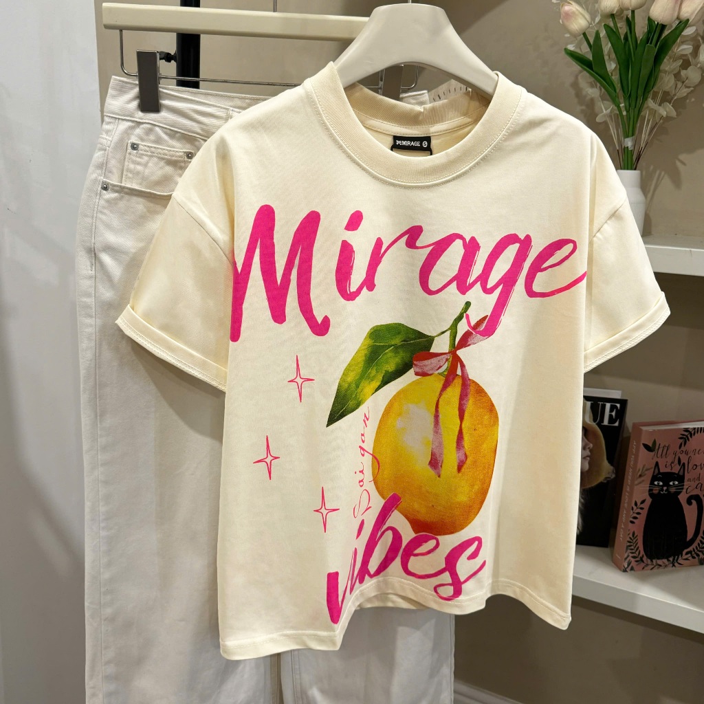 Áo Thun Mirage Phối Quả Chanh Local Brand Chất 100% Cotton Mềm Mịn Thoáng Mát.
