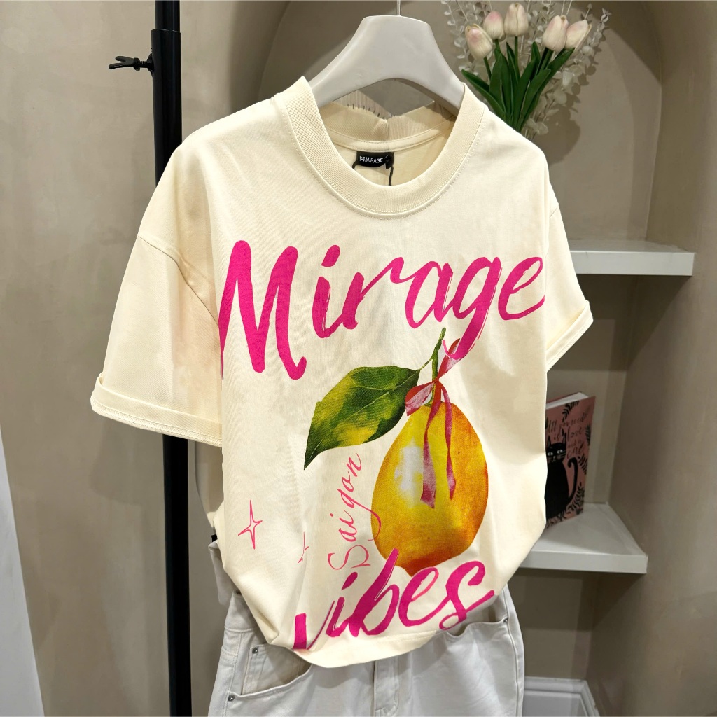 Áo Thun Mirage Phối Quả Chanh Local Brand Chất 100% Cotton Mềm Mịn Thoáng Mát.
