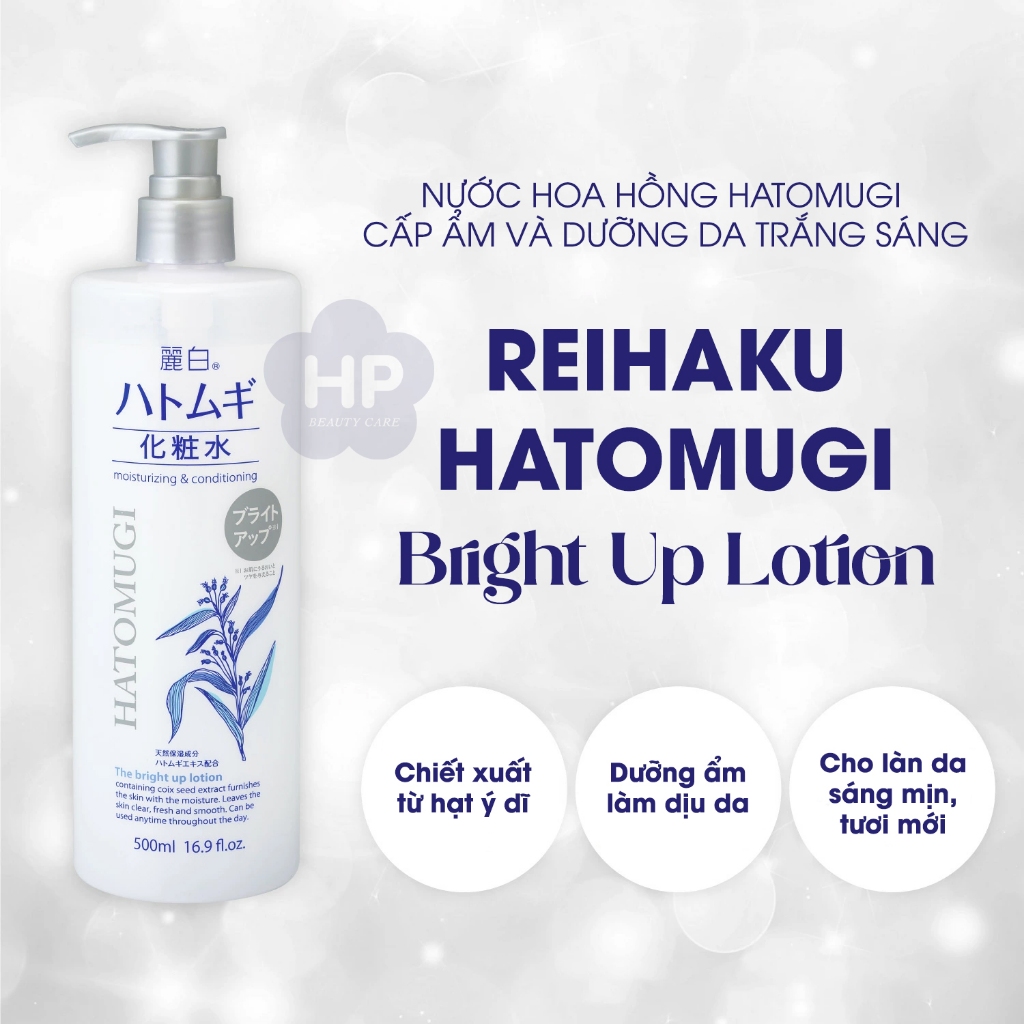 Nước Hoa Hồng Cấp Ẩm Và Dưỡng Trắng Sáng Da Reihaku Hatomugi Bright Up Lotion 500mL