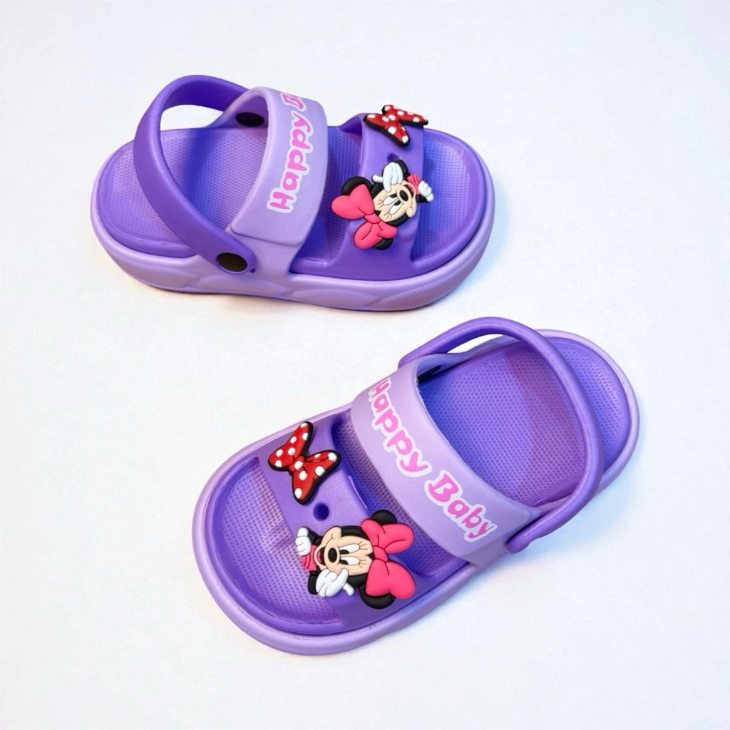 Dép bánh mì có quai sau cho bé gái hình chuột micky siêu nhẹ êm chân đế cao 4 phân tiểu thư phong cách