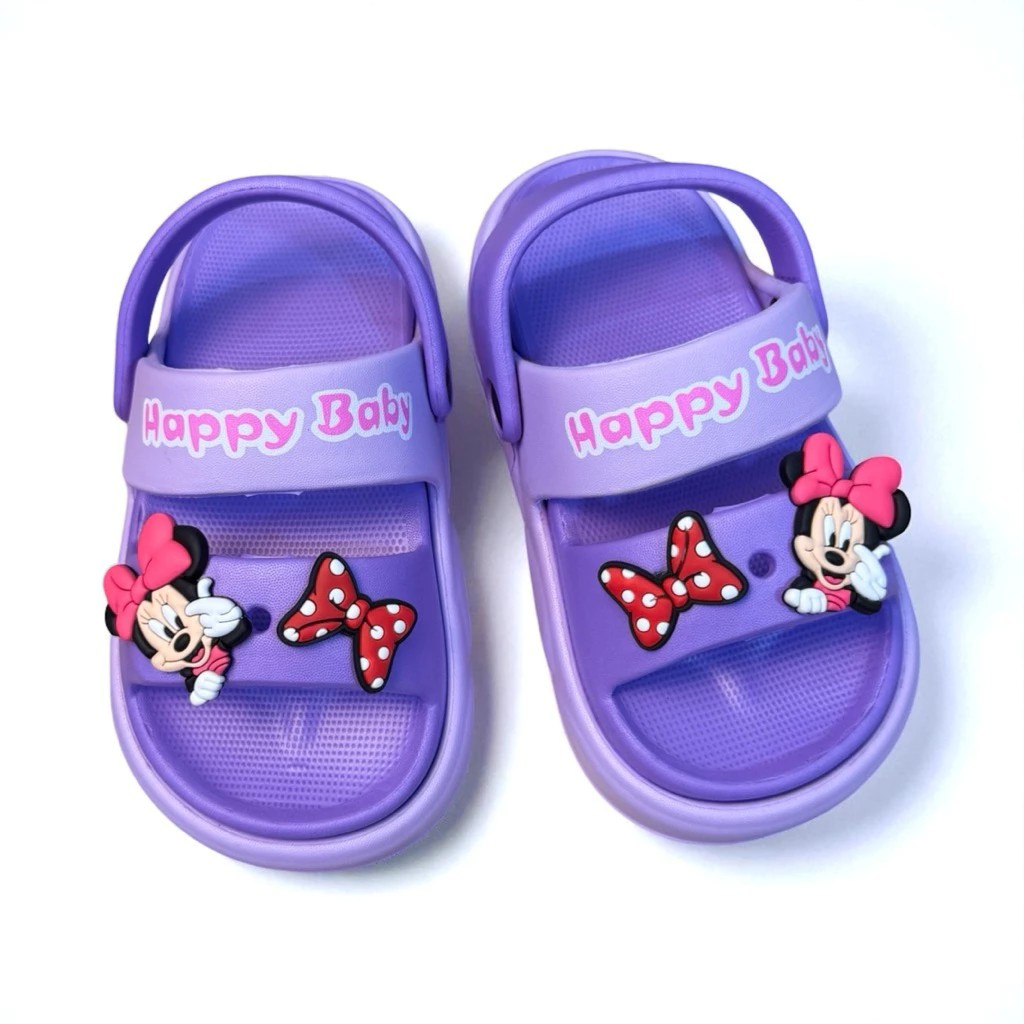 Dép bánh mì có quai sau cho bé gái hình chuột micky siêu nhẹ êm chân đế cao 4 phân tiểu thư phong cách