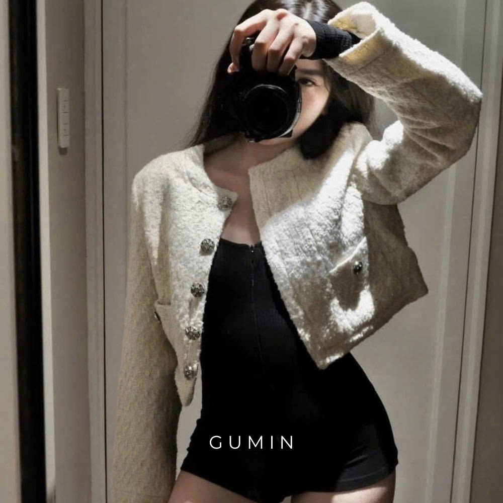 Áo khoác dạ tweed nữ Quảng Châu Cao Cấp thiết kế 2 lớp dày dặn siêu xinh