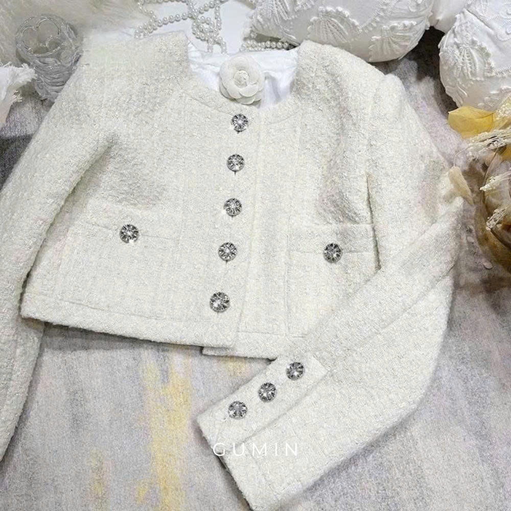 Áo khoác dạ tweed nữ Quảng Châu Cao Cấp thiết kế 2 lớp dày dặn siêu xinh