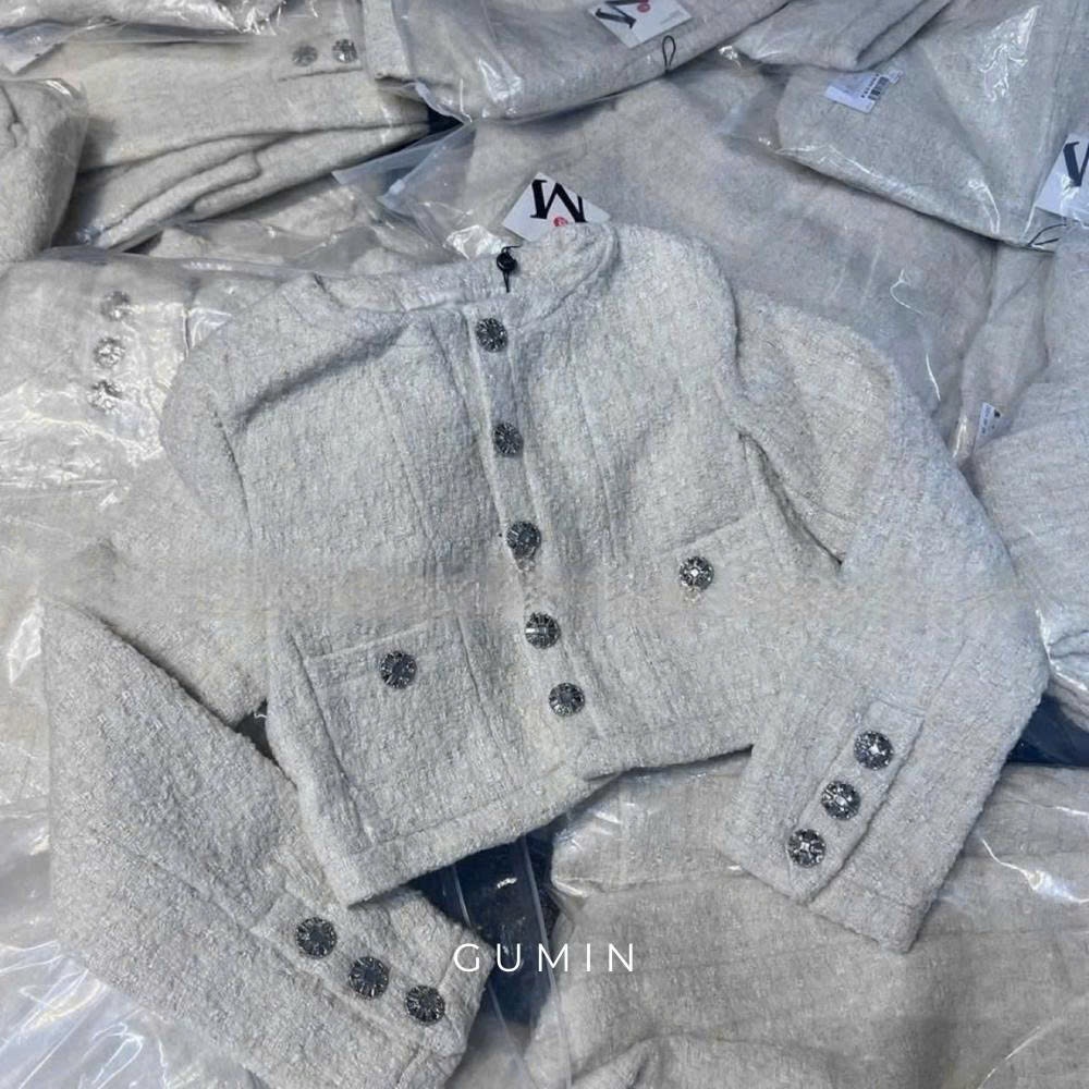 Áo khoác dạ tweed nữ Quảng Châu Cao Cấp thiết kế 2 lớp dày dặn siêu xinh