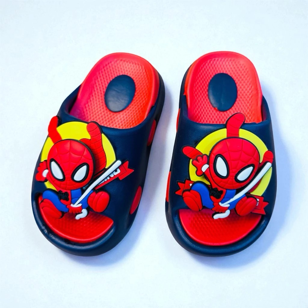 Dép bánh mì thời trang cho bé trai hình sticker nhện xoay siêu đẹp mềm êm chân