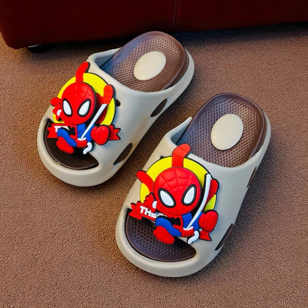 Dép bánh mì thời trang cho bé trai hình sticker nhện xoay siêu đẹp mềm êm chân
