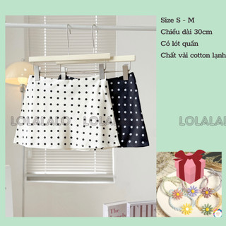 Váy chữ A mini skirt 2 lớp váy chấm bi dây khóa kéo bên hông Lolalalo
