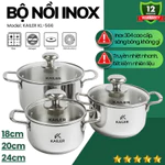 Bộ Nồi Inox Kailer KL-566 Inox 304 Cao Cấp Bền Đẹp 3 Lớp Đáy Dày Dẫn Nhiệt Tốt An Toàn Sức Khỏe Dùng Cho Mọi Loại Bếp — ảnh 1