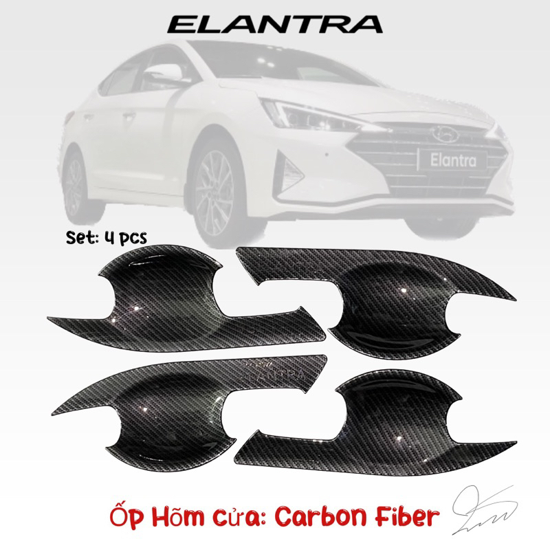 Ốp tay nắm, hõm cửa xe Hyundai Elantra đời 2016- HIỆN NAY - Mẫu Carbon cao cấp