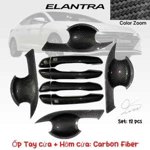 Ốp tay nắm, hõm cửa xe Hyundai Elantra đời 2016- HIỆN NAY - Mẫu Carbon cao cấp