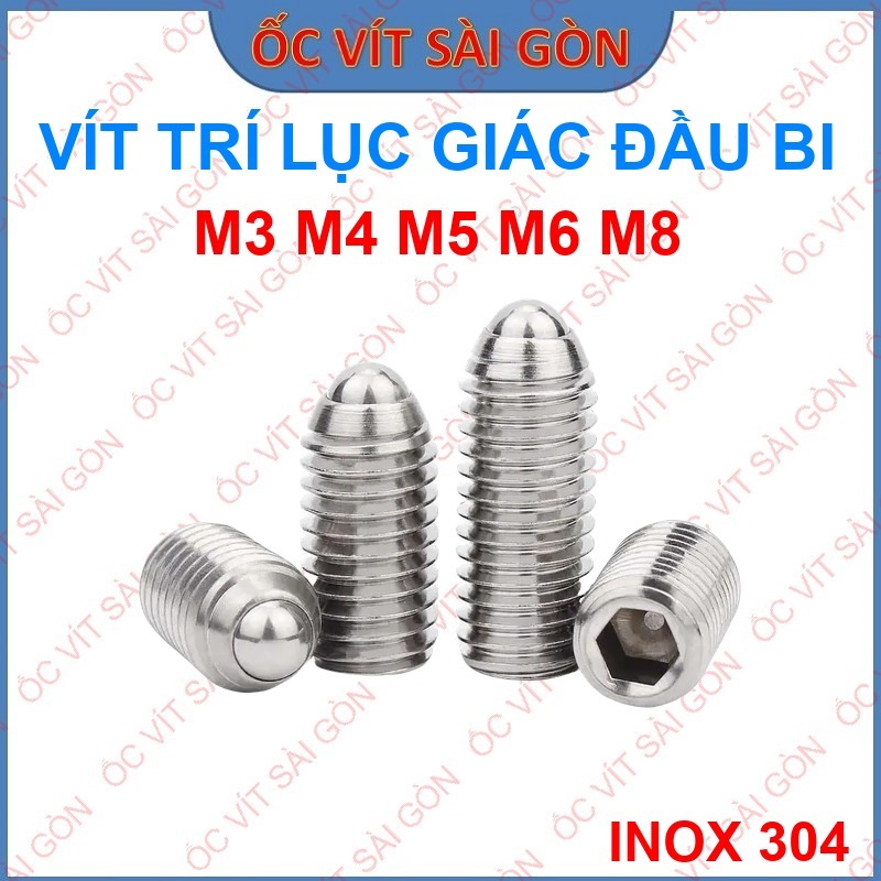 Vít Trí Bi Inox 304 (Ball Plunger) - Vít Trí Lục Giác Chìm Không Đầu ...