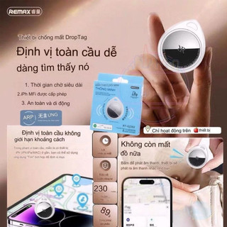Định Vị DropTag Remax RT G2302 Theo Dõi Mọi Vị Trí, Chống Nước IPX5, Pin Dùng 1 Năm, BH 24 Tháng
