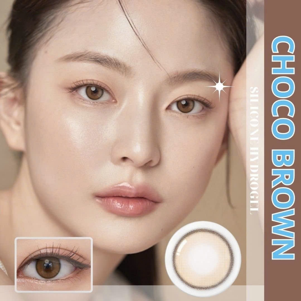 Kính áp tròng  màu đặc biệt Choco Brown chất liệu Silicon Hydrogel thời gian đeo 14h-24h hạn dùng 12 tháng Eyeblink