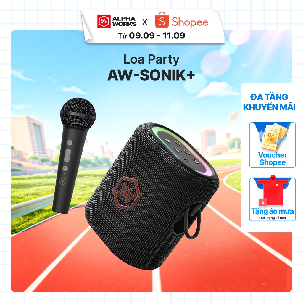 [KÈM MICRO] Loa Karaoke Mini Di Động ALPHA WORKS SONIK PLUS - Hàng Chính hãng