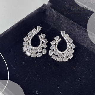 Khuyên tai nữ size lớn bông tai sang trọng dự tiệc, khuyên cô dâu Larme accessories -KT0254