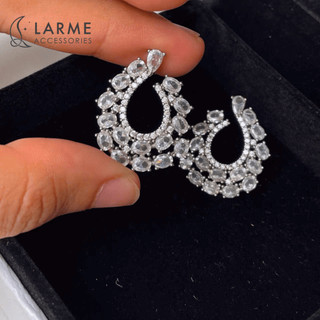 Khuyên tai nữ size lớn bông tai sang trọng dự tiệc, khuyên cô dâu Larme accessories -KT0254