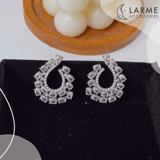 Khuyên tai nữ size lớn bông tai sang trọng dự tiệc, khuyên cô dâu Larme accessories -KT0254