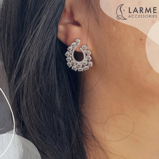 Khuyên tai nữ size lớn bông tai sang trọng dự tiệc, khuyên cô dâu Larme accessories -KT0254
