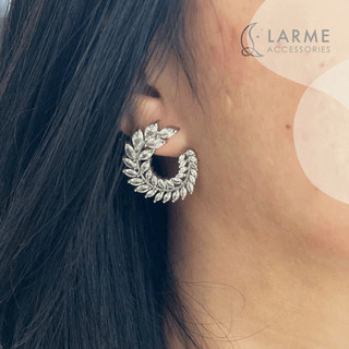 Khuyên tai nữ size lớn sang trọng, khuyên tai tròn đính đá cô dâu Larme accessories -KT294