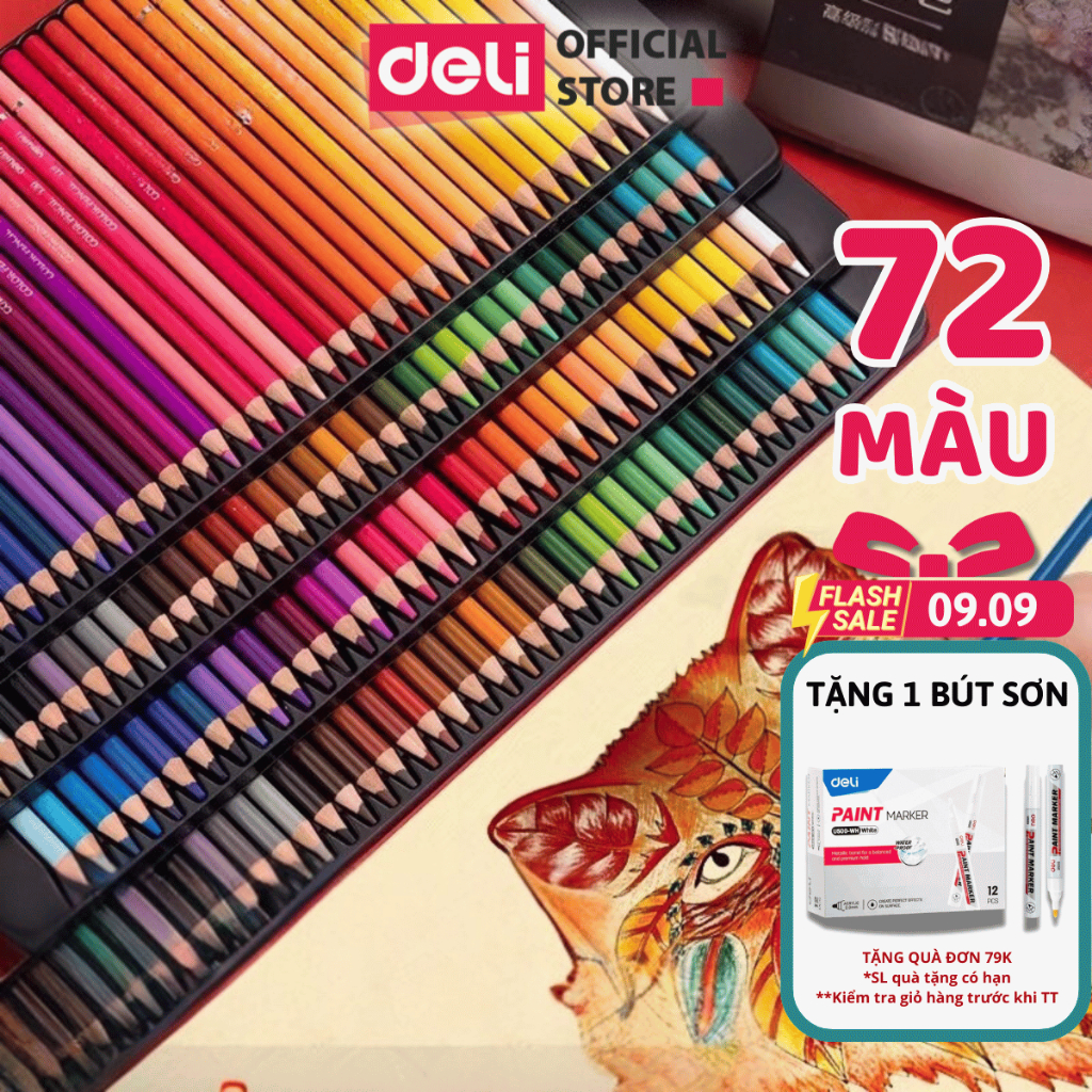 Bút Chì Màu Gốc Dầu Cao Cấp Hộp Thiếc Chuyên Nghiệp Siêu Mịn Deli- Vẽ Thiết Kế, Phác Họa, Tô Màu