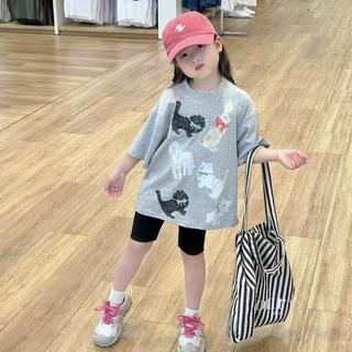 S337-M-[tomnaukids] Set áo thun cộc tay phối quần leggin đùi cho bé gái size từ 9-40Kg