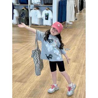S337-M-[tomnaukids] Set áo thun cộc tay phối quần leggin đùi cho bé gái size từ 9-40Kg