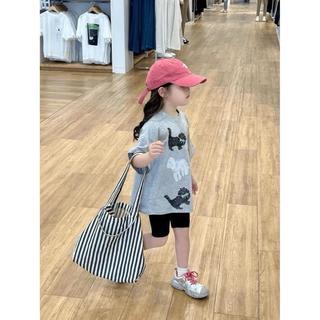 S337-M-[tomnaukids] Set áo thun cộc tay phối quần leggin đùi cho bé gái size từ 9-40Kg