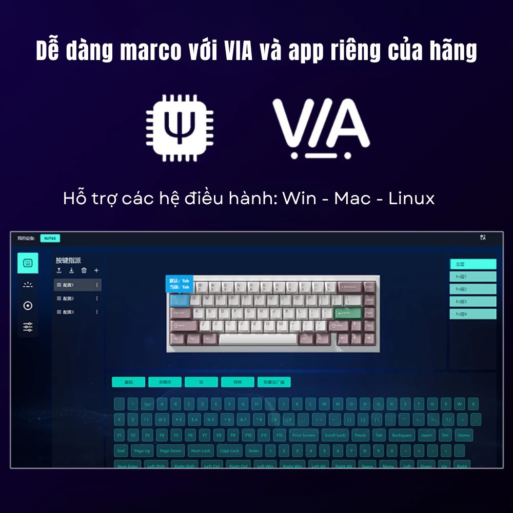 Case bàn phím cơ khung nhôm WEIKAV NUT65 - PCB 1.6mm - 3 mode - Gasket Mount - LED RGB - Có APP - Hotswap | BigBuy360 - bigbuy360.vn
