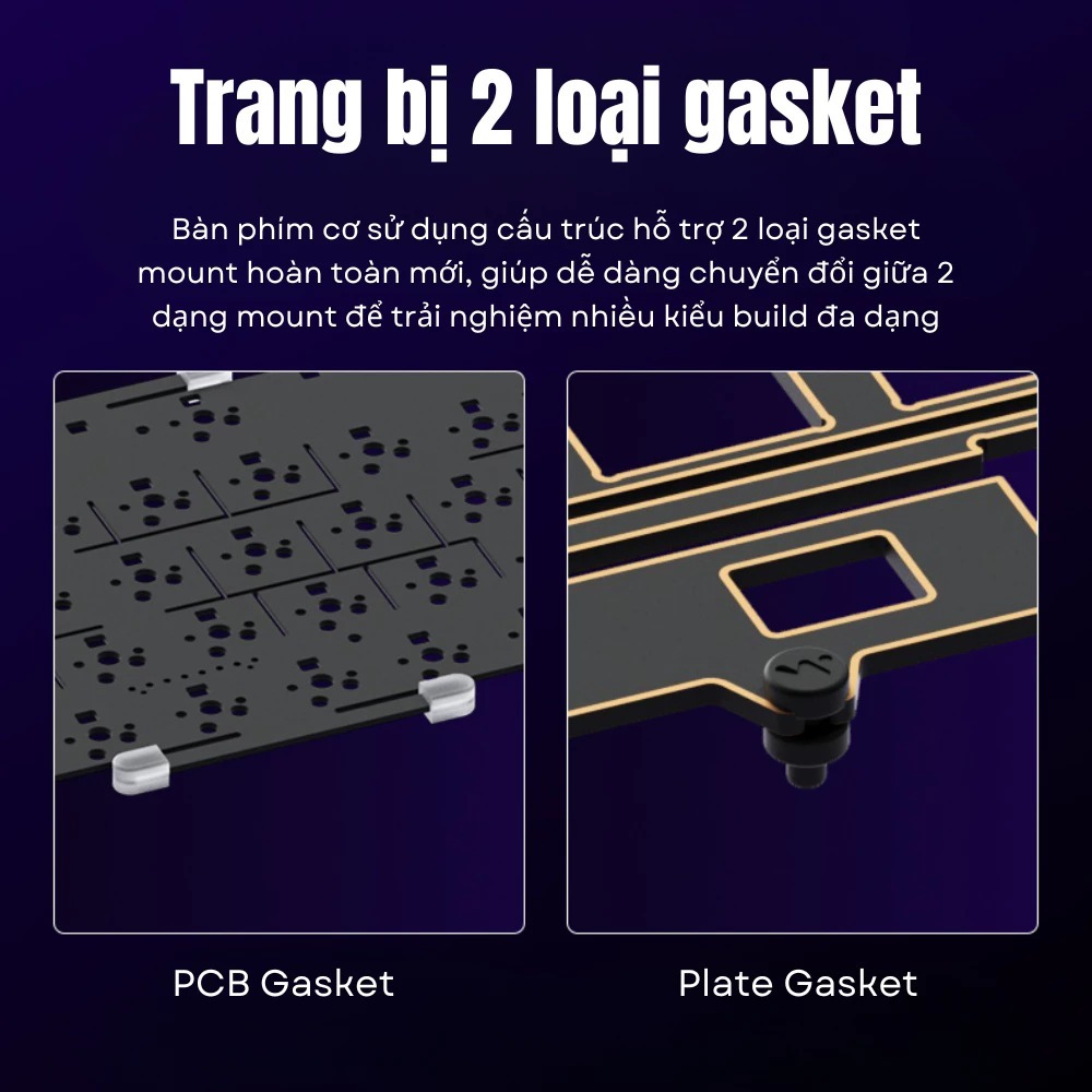 Case bàn phím cơ khung nhôm WEIKAV NUT65 - PCB 1.6mm - 3 mode - Gasket Mount - LED RGB - Có APP - Hotswap | BigBuy360 - bigbuy360.vn