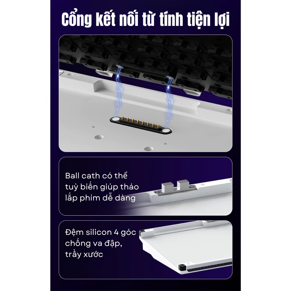 Case bàn phím cơ khung nhôm WEIKAV NUT65 - PCB 1.6mm - 3 mode - Gasket Mount - LED RGB - Có APP - Hotswap | BigBuy360 - bigbuy360.vn