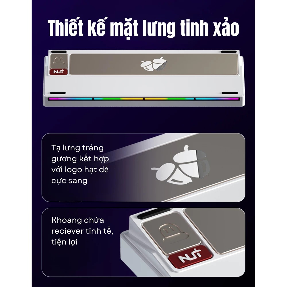 Case bàn phím cơ khung nhôm WEIKAV NUT65 - PCB 1.6mm - 3 mode - Gasket Mount - LED RGB - Có APP - Hotswap | BigBuy360 - bigbuy360.vn