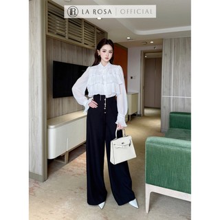 Set Áo Sơ Mi Trắng Phối Quần Ống Rộng LAROSA Set Công Sở, Đi Học, Dự Tiệc Trẻ Trung, Tôn Dáng S925