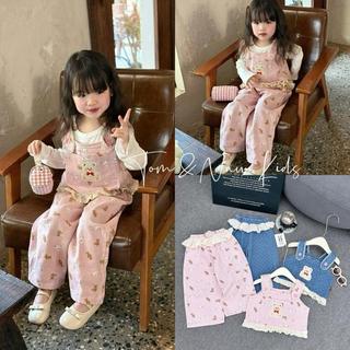 S122-[tomnaukid] Set áo yếm mix ren phối quần suông bèo ren lai cho bé gái size từ 8-30Kg