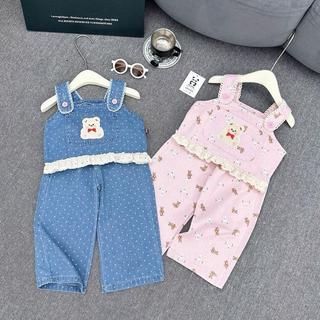 S122-[tomnaukid] Set áo yếm mix ren phối quần suông bèo ren lai cho bé gái size từ 8-30Kg