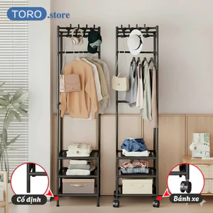 Kệ Treo Quần Áo TORO Di Chuyển 360 Độ Gía Phơi Đồ, Kệ Để Giày, Đựng Trữ Đồ Sơn Tĩnh Điện Chống Gỉ