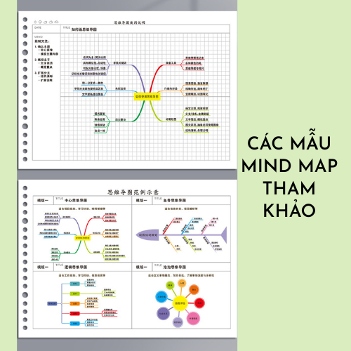 Vở Còng, Sổ Còng Nhựa Kiểu Sơ Đồ Tư Duy Mind Map, 120 Trang Giấy 80 GSM - Sổ Còng Thay Được giấy, Không Đau Tay