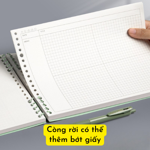 Vở Còng, Sổ Còng Nhựa Kiểu Sơ Đồ Tư Duy Mind Map, 120 Trang Giấy 80 GSM - Sổ Còng Thay Được giấy, Không Đau Tay