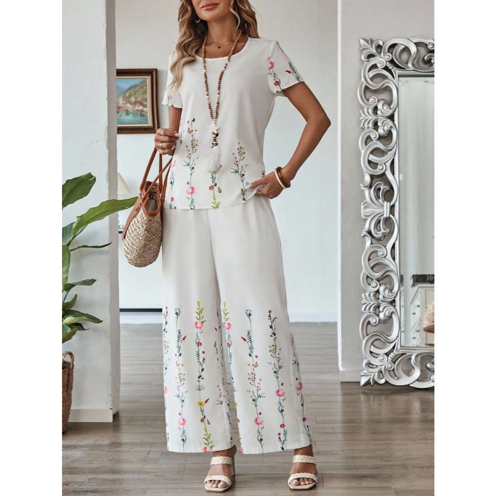 Set đồ bộ nữ 2 món hoạ tiết nhẹ nhàng, phong cách casual mặc thường ngày YN006