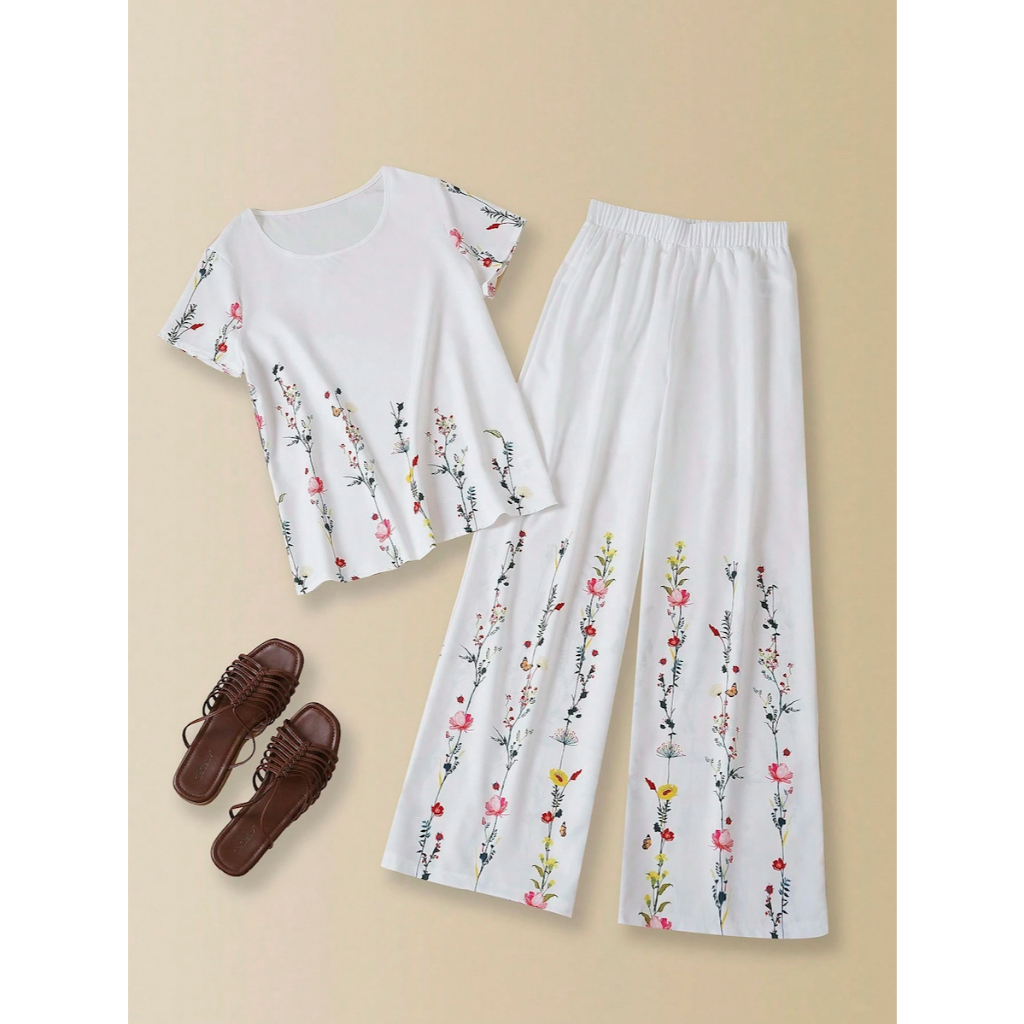 Set đồ bộ nữ 2 món hoạ tiết nhẹ nhàng, phong cách casual mặc thường ngày YN006