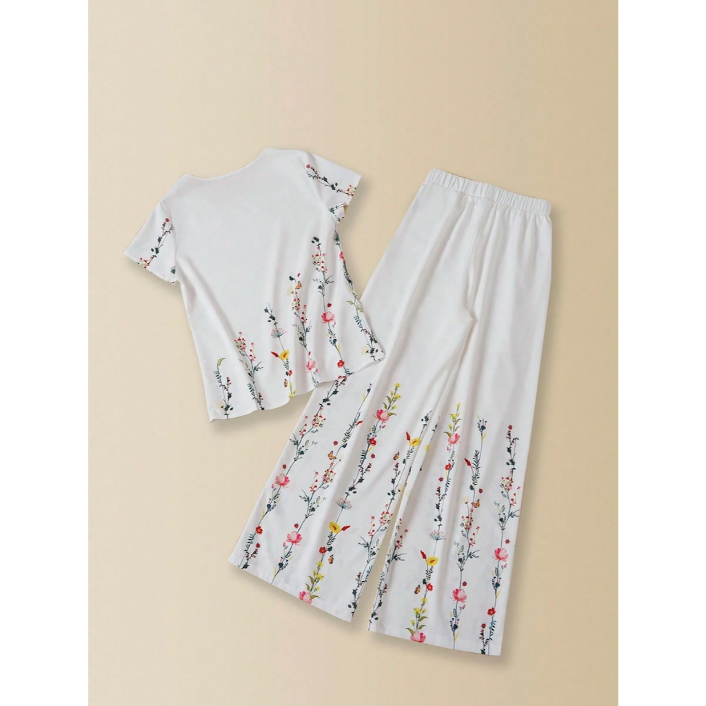 Set đồ bộ nữ 2 món hoạ tiết nhẹ nhàng, phong cách casual mặc thường ngày YN006