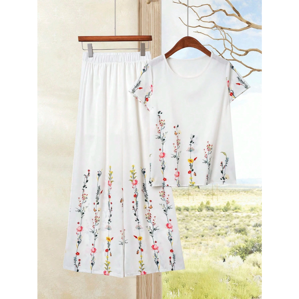 Set đồ bộ nữ 2 món hoạ tiết nhẹ nhàng, phong cách casual mặc thường ngày YN006