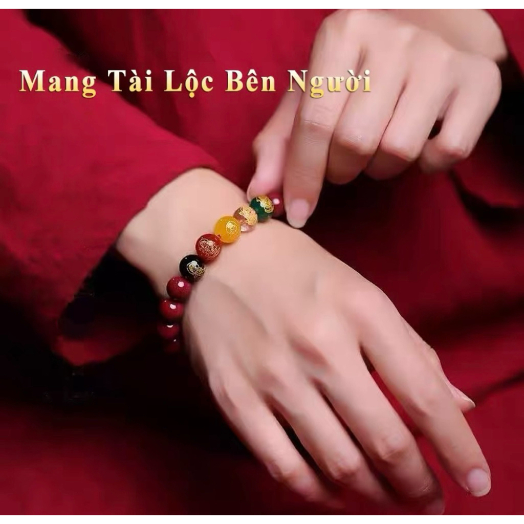 { Tặng Rùa Vàng + Túi Lộc } Vòng Chu Sa Ngũ Lộ Thần Tài May Mắn Tài Lộc