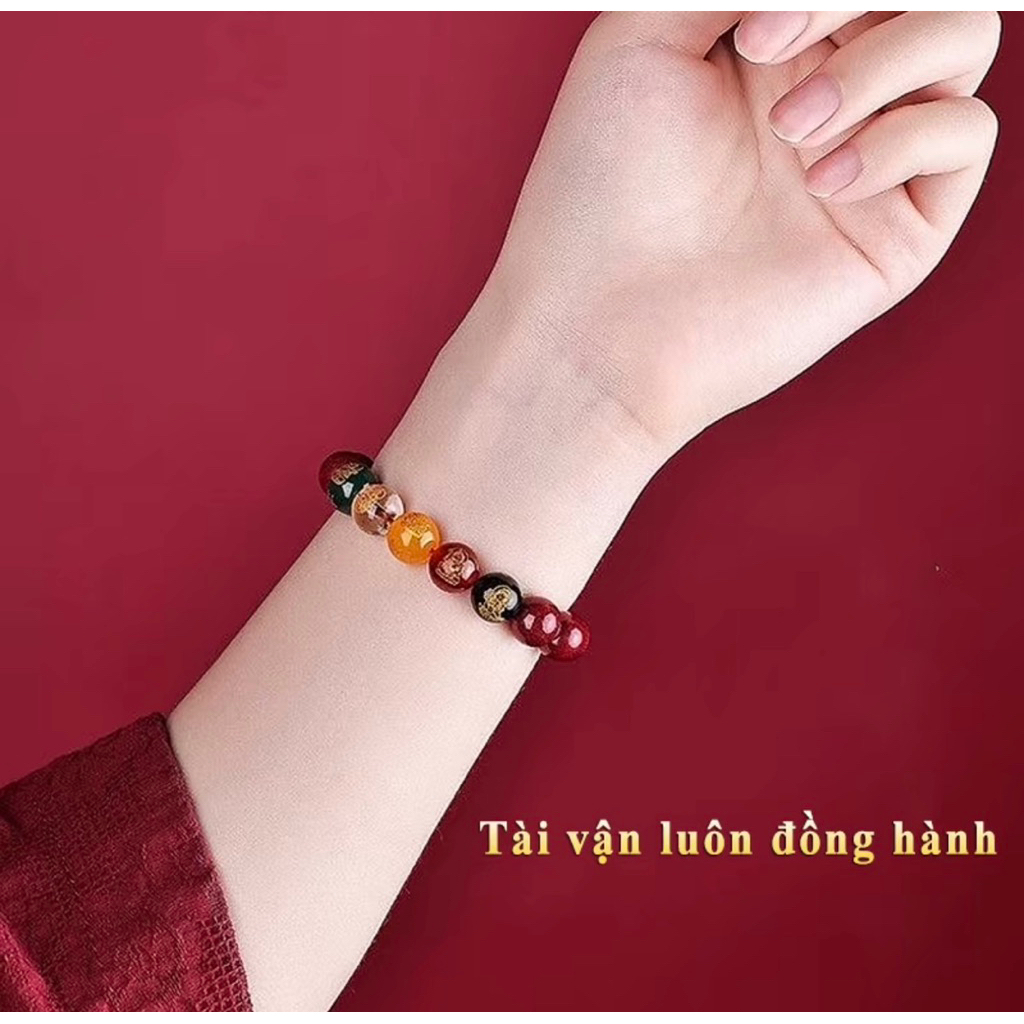 { Tặng Rùa Vàng + Túi Lộc } Vòng Chu Sa Ngũ Lộ Thần Tài May Mắn Tài Lộc