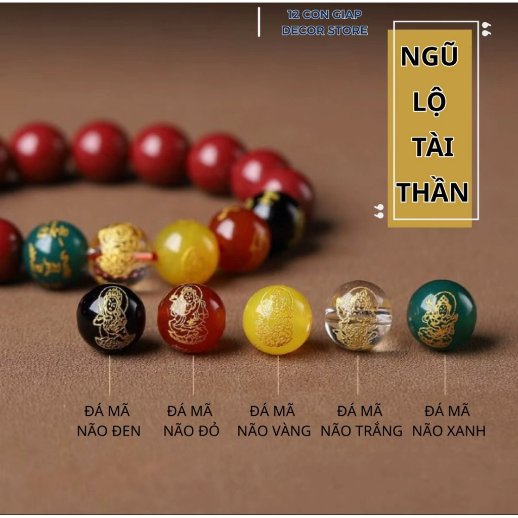 { Tặng Rùa Vàng + Túi Lộc } Vòng Chu Sa Tỳ Hưu - Ngũ Lộ Thần Tài May Mắn Tài Lộc