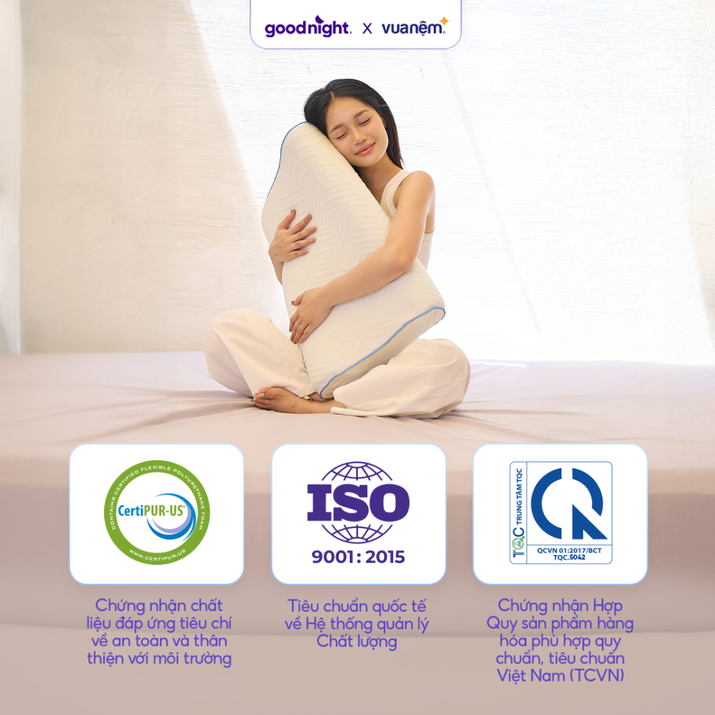 Gối Foam Goodnight Nori 2.0 chống đau cổ vai gáy, có khóa kéo, hỗ trợ ngủ nhanh | BigBuy360 - bigbuy360.vn